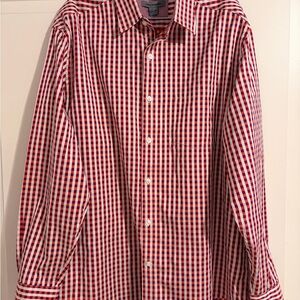 Johnston & Murphy Red and White Plaid Men's Shirt